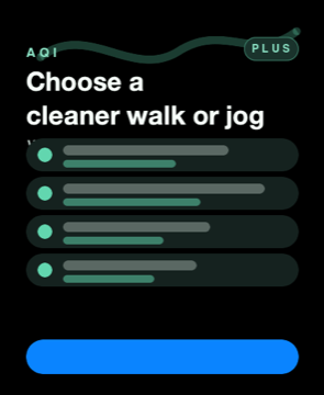 Apple Watch launch graphic showing the Air Quality Router dashboard caption.
